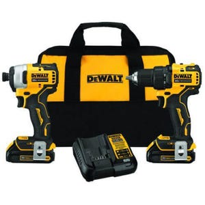 DeWALT® DCK278C2 ATOMIC Brushless Cordless Combination Kit, Tools: Compact Drill/Driver and Compact 1/4 in Impact Driver, 20 VDC
