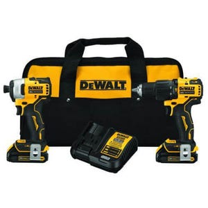 DeWALT® DCK279C2 20V MAX* Atomic Brushless Cordless Hammer Drill/Driver and Impact Driver Combo Kit, 20V DC, Li-Ion Battery