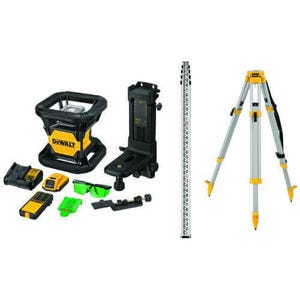 DeWALT® DW079LGK Class 3 Rotary Laser Kit, 1/16 in at 100 ft Accuracy, 20 V, 150, 300, 600, 1200 rpm Rotation Speed, 2000 ft Range