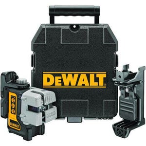 DeWALT® DW089K Self-Leveling Beam Line Laser, 50 ft with Detector/166 ft without Detector Measuring, +/-1/8 in Accuracy