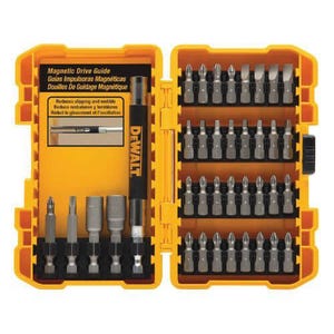 DeWALT® DW2176 Screwdriver Bit Set with TOUGH CASE® Container, 37 pc, 1/4 in Hex Shank, Hardened Steel