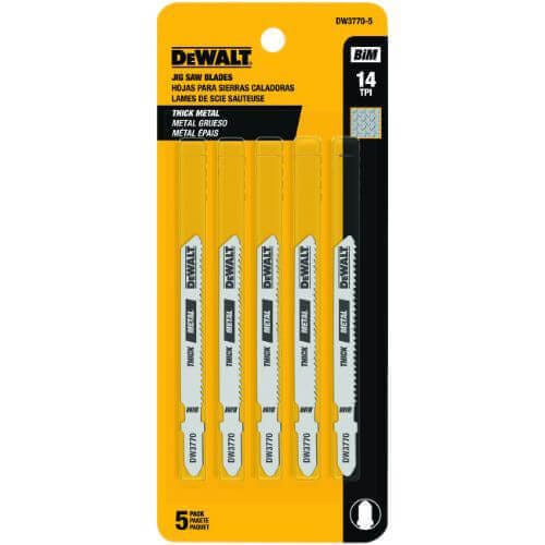 DeWALT® DW3770-5 High Performance Industrial Grade Jig Saw Blade, 3 in L x 0.3 in W, 14 TPI, Cobalt Steel Cutting Edge