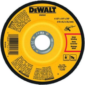 DeWALT® High Performance™ Guaranteed Tough® DW4541 Flat Depressed Center Grinding Wheel, 4-1/2 in dia x 1/4 in Thick
