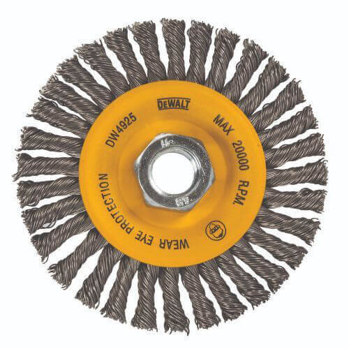 DeWALT® DW4925 High Performance™ Wire Wheel Brush, 4 in dia Brush, 1/2 in W Face, 0.02 in dia Stringer Bead Filament/Wire