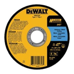 DeWALT® HP™ DW8725S Contaminant-Free Thin Cut-Off Wheel, 6 in dia x 0.045 in Thick, 7/8 in Center Hole, 60 Grit