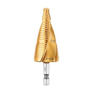 DeWALT® Impact Ready® DWA1789IR High Performance Step Drill Bit, 7/8 in dia Min Hole, 1-1/8 in dia Max Hole, 2 Steps, Titanium