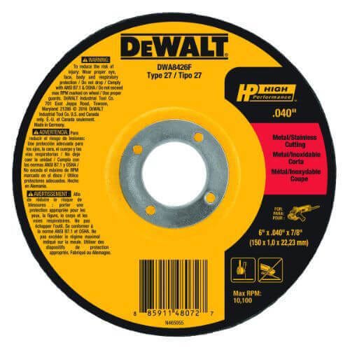 DeWALT® DWA8426F HP™ Type 27 Cut-Off Wheel, 60 Grit, Aluminum Oxide Abrasive
