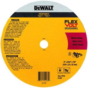 DeWALT® DWAFV8918 Abrasive Cut-Off Wheel, 9 in dia x 5/64 in Thick, 7/8 in Center Hole, 60 Grit, Ceramic Abrasive