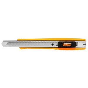 DeWALT® DWHT10037 Standard Utility Knife, 9 mm W Integrated/Snap-Off Blade, Push Button, Carbon Steel Blade, 1 Blade Included