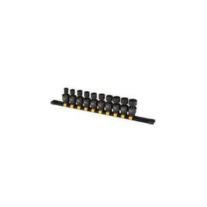 DeWALT® DWMT19226 Impact Socket Set, 3/8 in Drive, 10 pc, Included Socket Size: 10 to 19 mm, Clip Rail Container