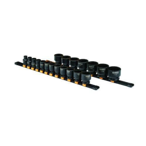 DeWALT® DWMT19240 Impact Socket Set, 6 Points, 1/2 in Drive, 19 pc, Included Socket Size: 3/8 to 1-1/2 in, Clip Rail Container