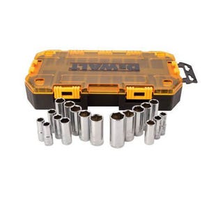 DeWALT® DWMT73812 Deep Length Combination Socket Set, 6 Points, 3/8 in Drive, 20 pc