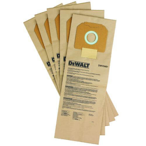 DeWALT® DWV9401 Non-Reusable Paper Bag, 1-7/8 in H x 8-1/2 in W x 3-1/2 in D, Paper, Use with DWV012 Type 1 Dust Extractor