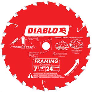 Diablo® D0724A Combination Diamond Knockout Laser Cut Circular Saw Blade, 7-1/4 in dia x 0.04 in thick, 5/8 in Arbor