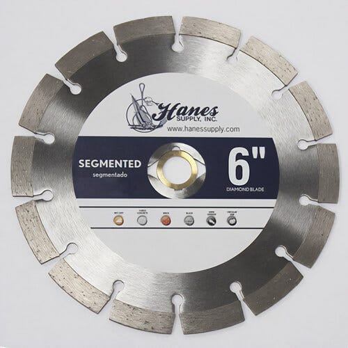 Dixie Diamond Manufacturing SS6 Dry Cut Segmented Diamond Blade, 6 in x 0.080 x U/A