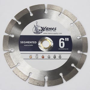 Dixie Diamond Manufacturing SS6 Dry Cut Segmented Diamond Blade, 6 in x 0.080 x U/A