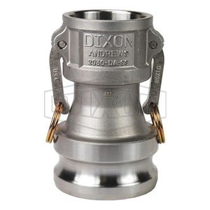 Dixon® 2030-DA-SS Type DA Cam and Groove Reducing Coupler, 2 x 3 in Nominal, Coupler x Adapter End Style, 316 Stainless Steel