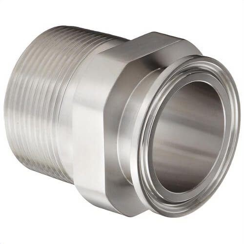 Dixon® Clamp Adapter, Series: 21MP, Fitting/Connector Type: Adapter, 1-1/2 in Nominal Size, Tube x MNPT, 316L Stainless Steel, 2-1/4 in, Domestic
