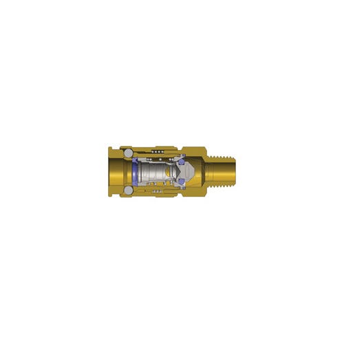 Dixon® 2CJBM2-B CJ Series High Flow Male Quick Disconnect Pneumatic Coupler, 1/4-19 Nominal, Quick Disconnect Coupler x BSPT, 300 psi Pressure, Brass