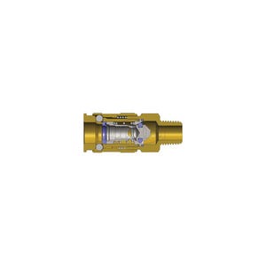 Dixon® 2CJBM2-B CJ Series High Flow Male Quick Disconnect Pneumatic Coupler, 1/4-19 Nominal, Quick Disconnect Coupler x BSPT, 300 psi Pressure, Brass