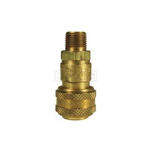 Dixon® 2DM2-B DF Series Industrial Male Quick Connect Coupler, 1/4-18 Nominal, Quick Disconnect Coupler x NPTF, 300 psi Pressure, Brass, Domestic