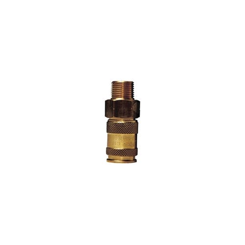Dixon® 2UM3-B U Series Male Quick Disconnect Pneumatic Coupler, 3/8-18 Nominal, Quick Disconnect Coupler x NPTF, 300 psi Pressure, Brass