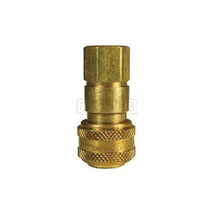 Dixon® 3DF2-B DF Series Industrial Female Quick Connect Coupler, 1/4-18 Nominal, Quick Disconnect Coupler x NPTF, 300 psi Pressure, Brass, Domestic