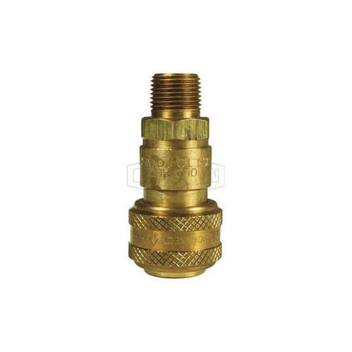 Dixon® 3DM2-B DF Series Industrial Male Quick Connect Coupler, 1/4-18 Nominal, Quick Disconnect Coupler x NPTF, 300 psi Pressure, Brass, Domestic