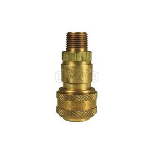 Dixon® 3DM3-B DF Series Industrial Male Quick Connect Coupler, 3/8-18 Nominal, Quick Disconnect Coupler x NPTF, 300 psi Pressure, Brass, Domestic