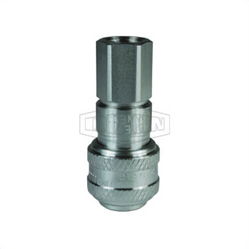 Dixon® 4DF4-S DF Series Industrial Female Quick Connect Coupler, 1/2-14 Nominal, Quick Disconnect Coupler x NPTF, 300 psi Pressure, 303 Stainless Steel