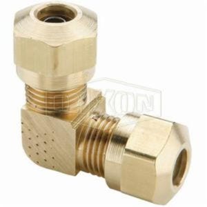 Dixon® 65NAB4 90° Air Brake Union Elbow, 7/16-24 x 1/4 in Nominal, Straight Thread End Style, Brass, Domestic