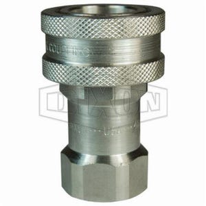 Dixon® 6HBF6-SS DQC H Industrial Interchange Poppet Valve Female Coupler, 3/4-14 Nominal, Female BSPP, 316 Stainless Steel