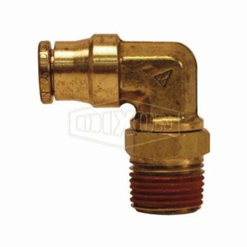 Dixon® AQ69DOTS6X6 Push-In Swivel Elbow, 3/8 x 3/8 in Nominal, MNPT Swivel x Tube, Brass, Domestic