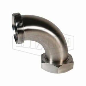 Dixon® B2F-G150 90°  Elbow with Hex Nut, 1-1/2 in, Thread Beveled Seat x Plain Beveled Seat, 304 Stainless Steel, Domestic