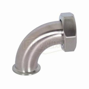 Dixon® B2FMP-14-G200 90°  Elbow with Hex Nut, 2 in, Clamp x Plain Beveled Seat, 304 Stainless Steel, Domestic