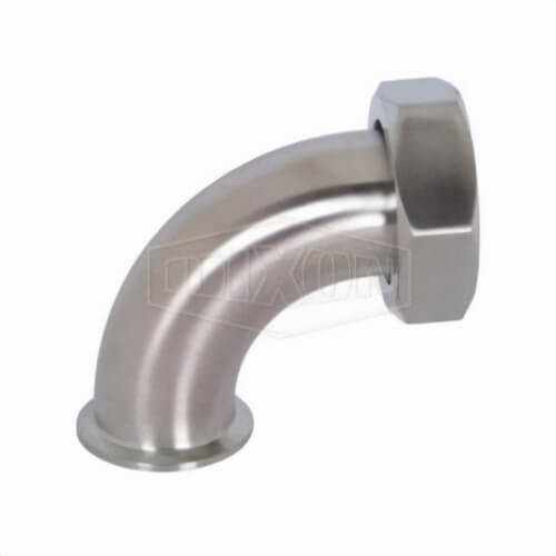 Dixon® B2FMP-14-G300 90°  Elbow with Hex Nut, 3 in, Clamp x Plain Beveled Seat, 304 Stainless Steel, Domestic