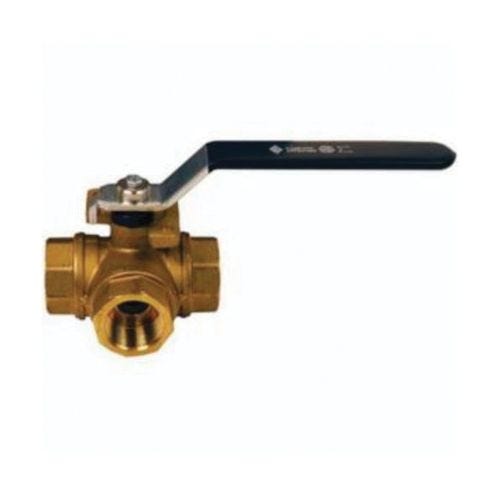 Dixon® BBV100DTW 3-Way Diverting Ball Valve, 1 in Nominal, FNPT End Style, Brass Body, Standard T Port, PTFE Seat/Seal/Thrust Washer Soft goods, Import