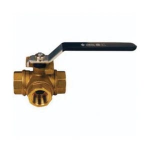 Dixon® BBV75DTW 3-Way Diverting Ball Valve, 3/4 in Nominal, FNPT End Style, Brass Body, Standard T Port, PTFE Seat/Seal/Thrust Washer Soft goods, Import