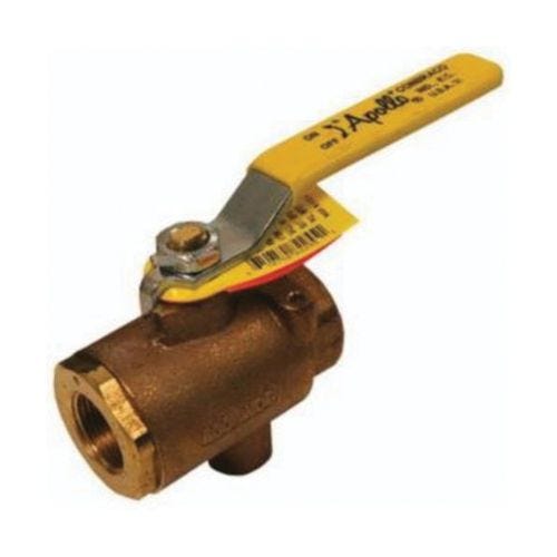 Dixon® BBV25VT Ball Valve with NPT Tap, 1/4 in Nominal, FNPT End Style, Brass Body, Full Port, RTFE Seat/Stuffing Box Ring Soft goods, Domestic