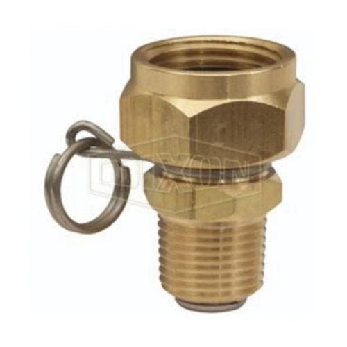 Dixon® BMAS974 Straight Swivel Connector, 3/4 x 1/2 in Nominal, Female Garden Hose Thread x NPT End Style, Brass, Domestic