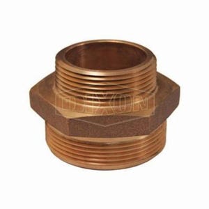 Dixon® DMH1015F Double Reducing Hex Nipple, 1 x 1-1/2 in, Brass, MNPT x Male NST (NH), Domestic