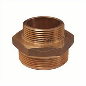 Dixon® DMH4045F Double Reducing Hex Nipple, 4 x 4-1/2 in x 3-21/32 in L, Brass, MNPT x Male NST (NH), Domestic