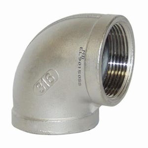 Dixon® EL90150SS Threaded 90° Pipe Elbow, 1-1/2 in Nominal, FNPT End Style, 150 lb, 316 Stainless Steel