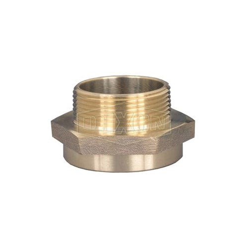Dixon® FM1076 Hex Nipple, 1 x 3/4 in Nominal, FNPT x Male Garden Hose Threaded, Cast Brass, Domestic
