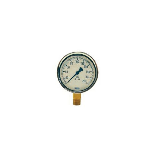 Dixon® GLBR200 Gauge, 0 to 200 psi, 1/4 in Connection, 2-1/2 in dial, +/- 2-1-2 %, Glycerin Liquid Filled
