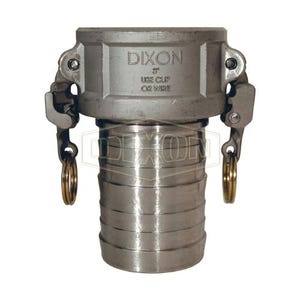 Dixon® RC100EZCR EZ Boss-Lock™ Type-C Cam and Groove Coupler, 1 in Nominal, Female Coupler x Hose Shank End Style, 316 Stainless Steel