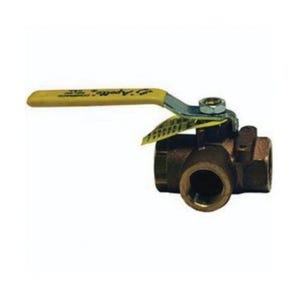 Dixon® SSBV75TW 3-Way Diverting Ball Valve, 3/4 in Nominal, FNPT End Style, Stainless Steel Body, Standard Port, RPTFE Seat/Stuffing Box Ring Soft goods