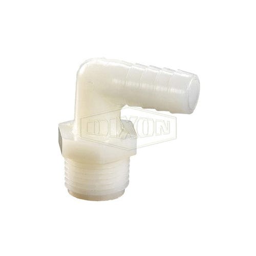 Dixon® TLS34 Tuff-Lite™ 90° Elbow, 1/2 x 3/8 in, MNPT x Hose Barb, Nylon