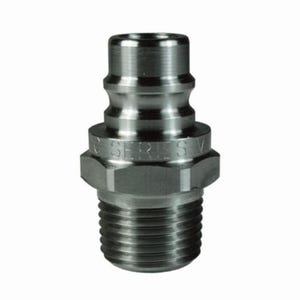 Dixon® V4M4-SS-E V/Snap-Tite H/IH Unvalved Hydraulic Interchange Coupler, 1/2 in x 1/2-14 Nominal, Quick-Connect x MNPT, 316 Stainless Steel