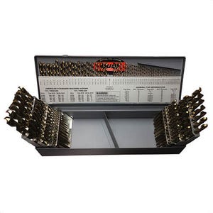 Drill America D/A115J-CO-SET 2-Flute Heavy Duty Premium Grade Jobber Length Drill Set, 135° Drill Point Angle, 115 pc, Cobalt, Gold